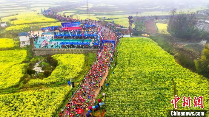 2024瑞昌第四届乡村花海半程马拉松开赛，选手踏