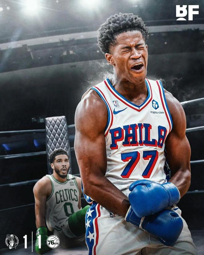 76人新秀埃奇库姆单场30+10助76人客场逆转凯尔特