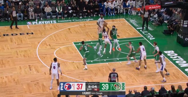 76人新秀埃奇库姆单场30+10助76人客场逆转凯尔特