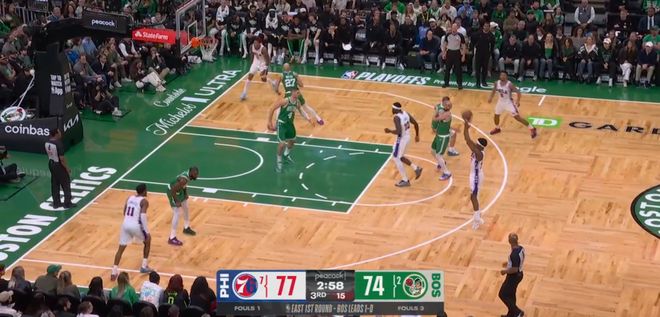 76人新秀埃奇库姆单场30+10助76人客场逆转凯尔特